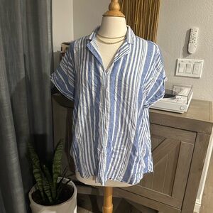 beachlunchlounge Blue and White Striped Casual Shirt